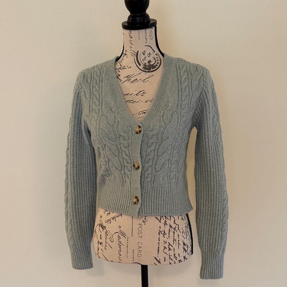 Sincerely Jules Light Blue Cable Knit Cardigan